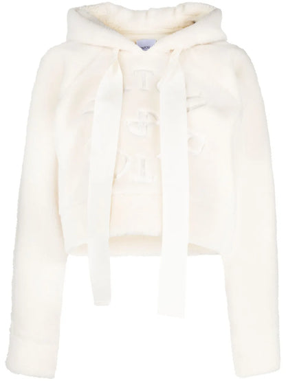Medallion-Embroidered Faux-Shearling Hoodie