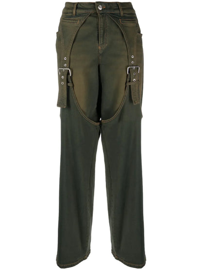 Buckle-Detail Straight-Leg Jeans