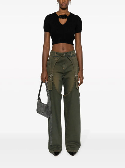 Buckle-Detail Straight-Leg Jeans