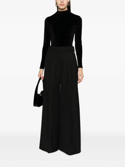 Mock-Neck Velvet Bodysuit