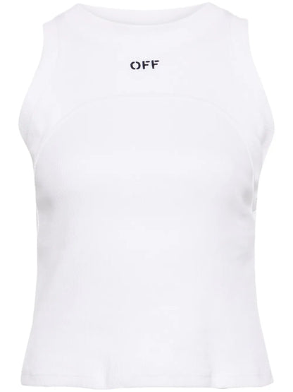 Embroidered-Logo Ribbed Tank Top