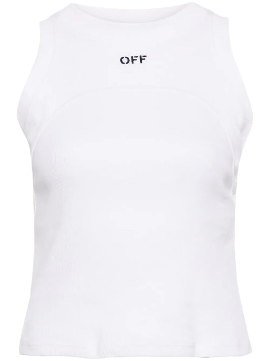 Embroidered-Logo Ribbed Tank Top