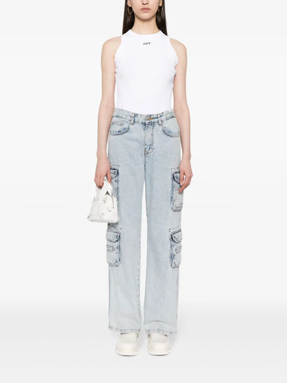 Embroidered-Logo Ribbed Tank Top