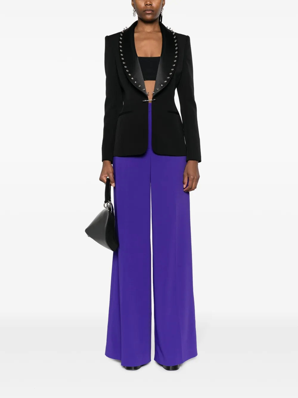 Spike-Embellished Bar-Pin Blazer