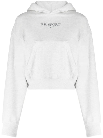 Slogan-Print Mélange-Effect Hoodie
