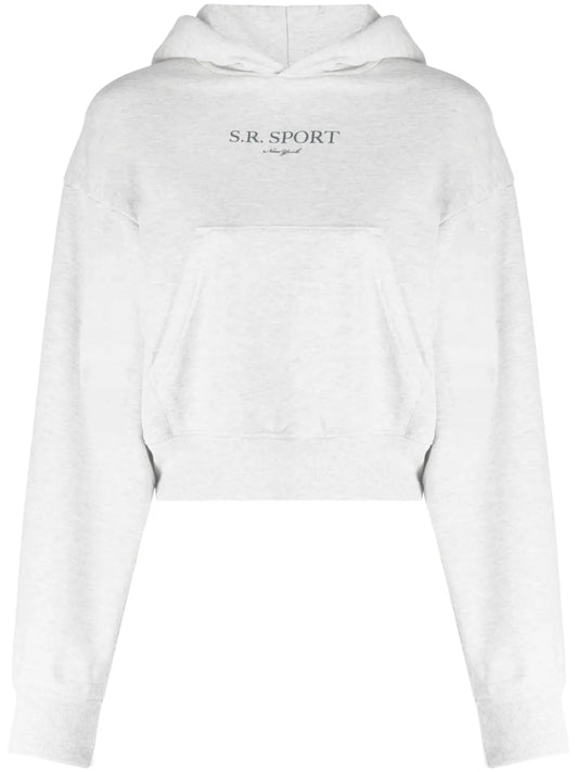 Slogan-Print Mélange-Effect Hoodie