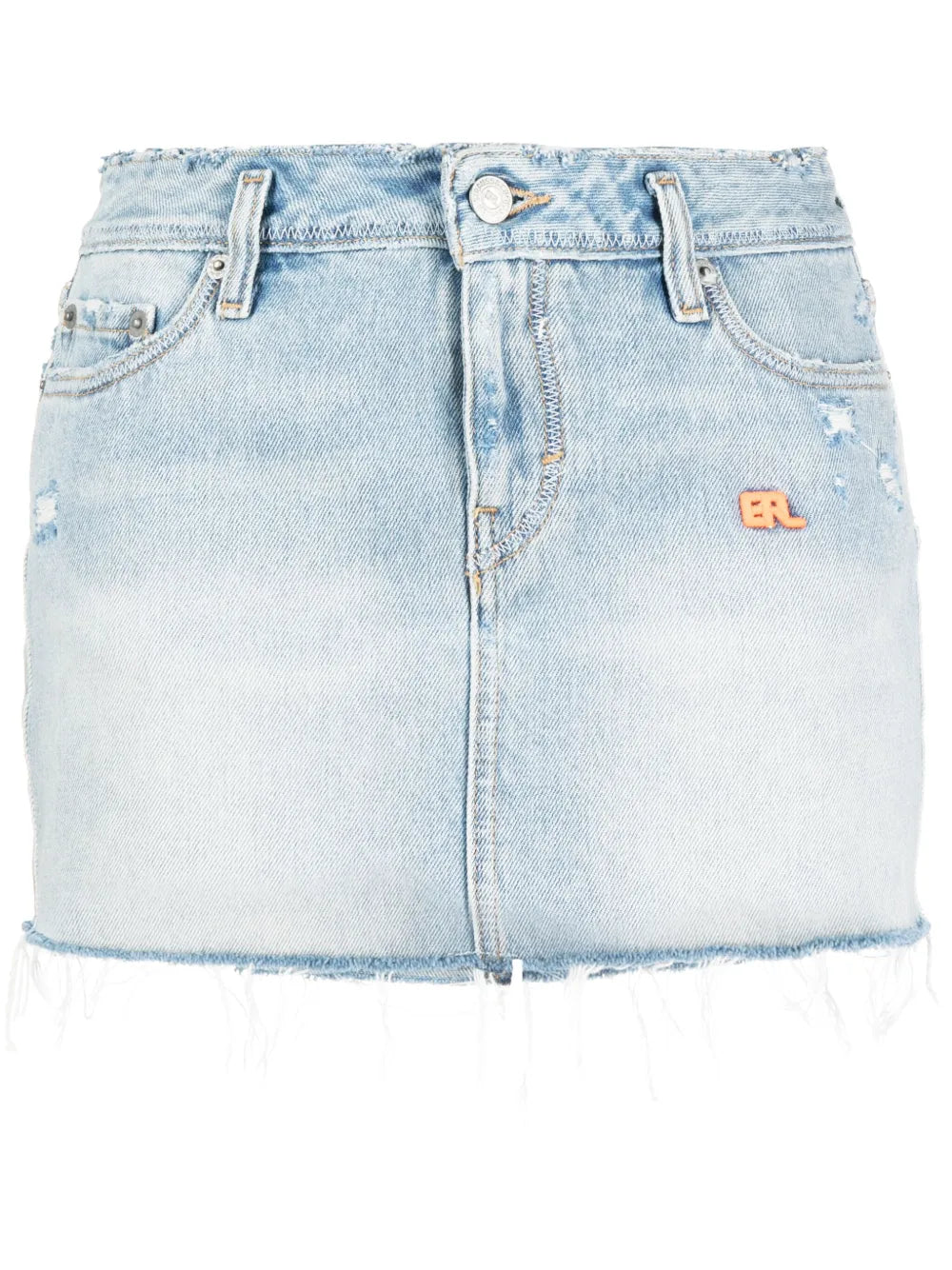 Logo-Embroidered Denim Miniskirt