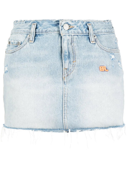 Logo-Embroidered Denim Miniskirt