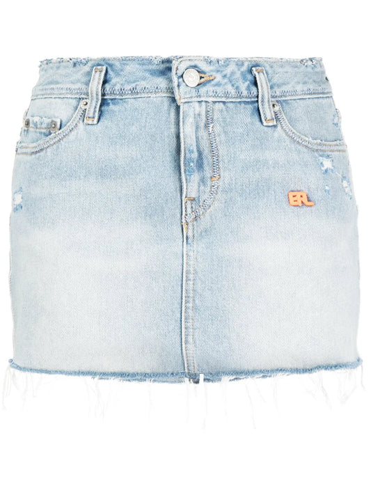 Logo-Embroidered Denim Miniskirt