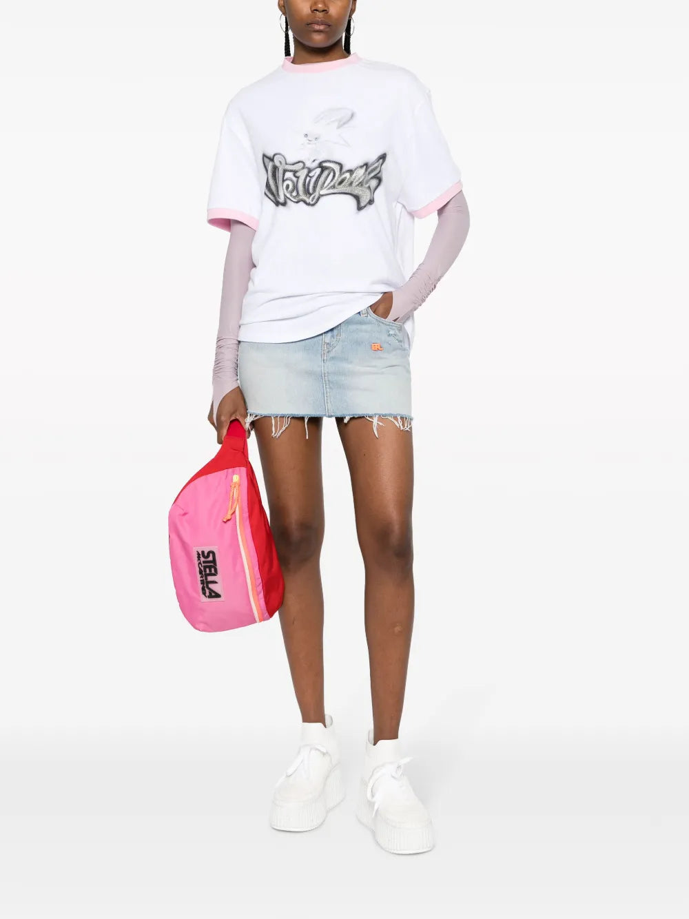 Logo-Embroidered Denim Miniskirt