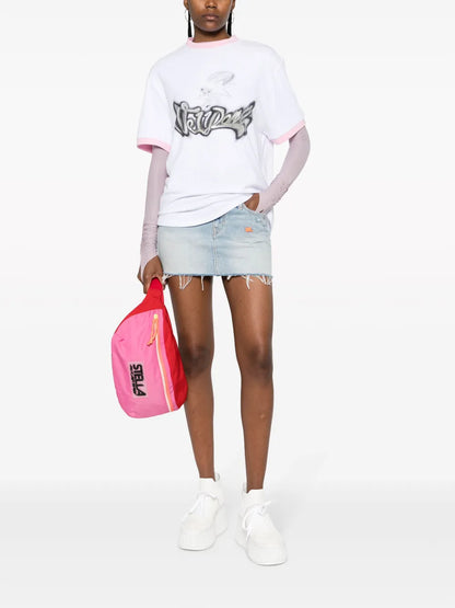 Logo-Embroidered Denim Miniskirt