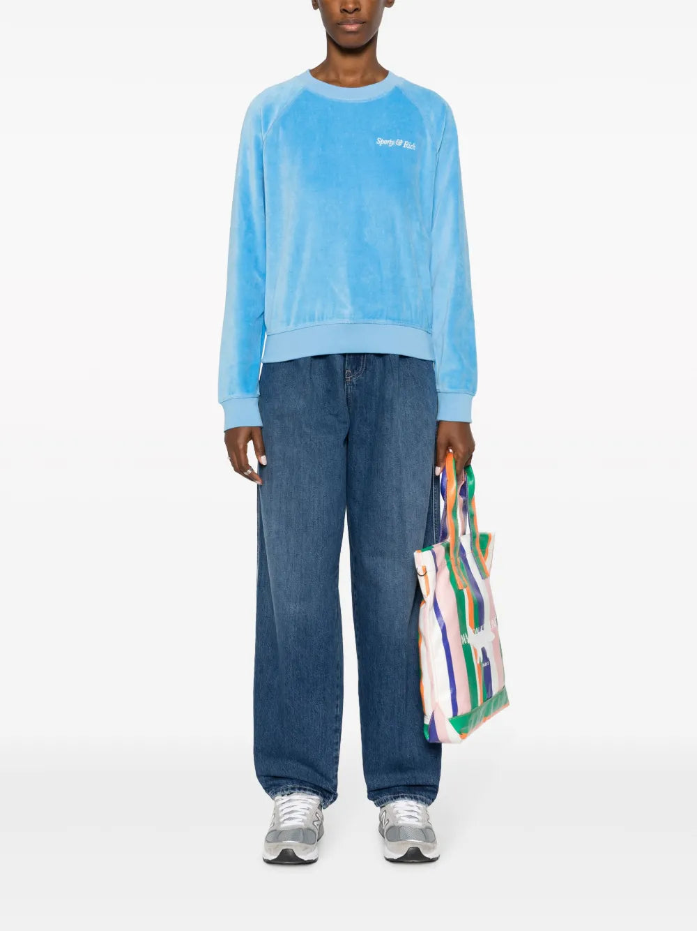 Logo-Embroidered Velvet Sweatshirt