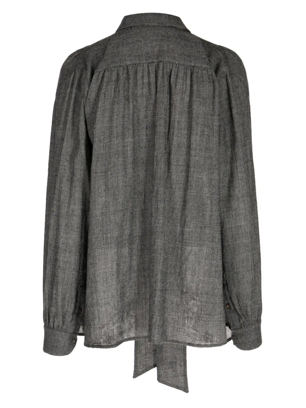 Plaid Pussy-Bow Blouse