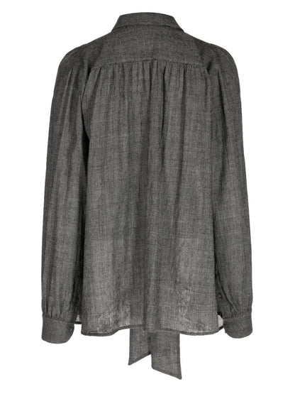 Plaid Pussy-Bow Blouse