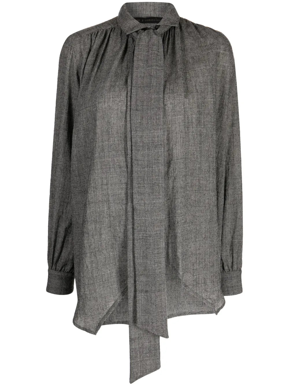 Plaid Pussy-Bow Blouse