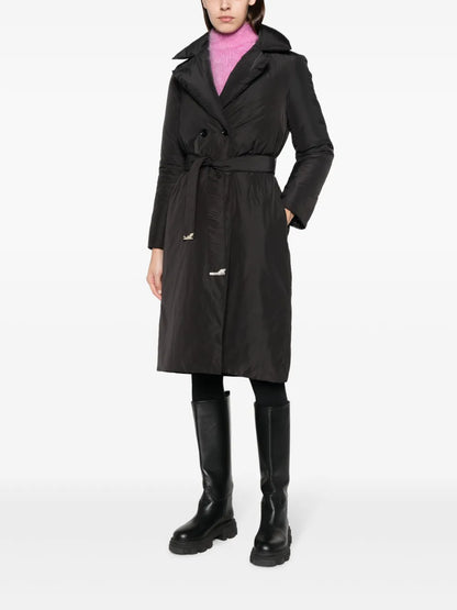 Double-Breasted Belted Padded Coat