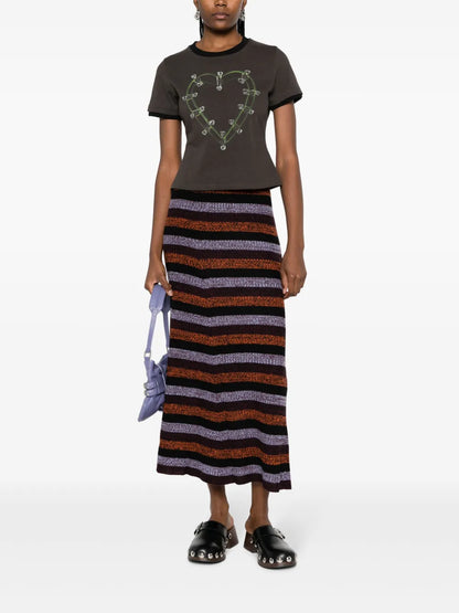 Striped Wool Maxi Skirt