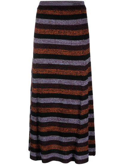 Striped Wool Maxi Skirt