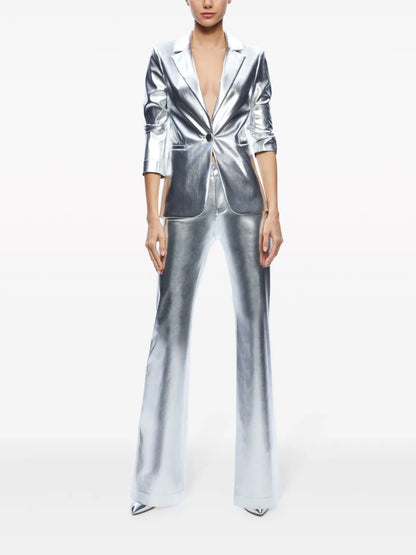 Macey Metallic Vegan Leather Blazer