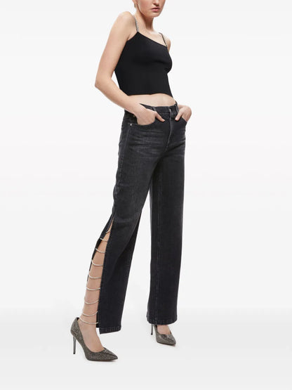 Gayle Crystal-Embellisjed Straight-Leg Jeans