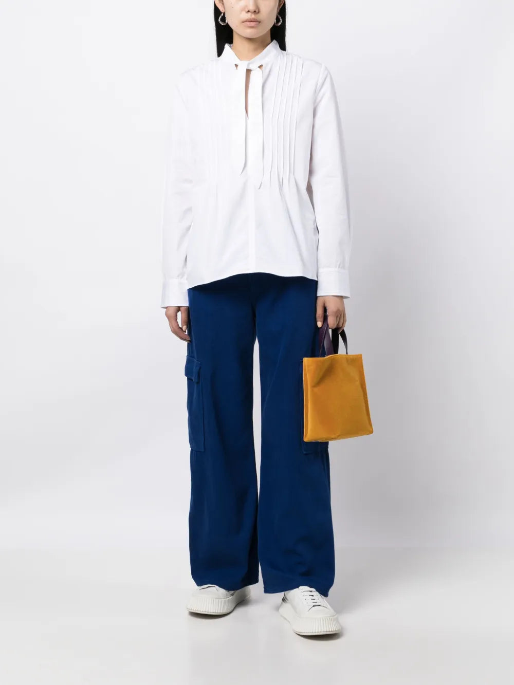 Pussy-Bow Cotton Shirt