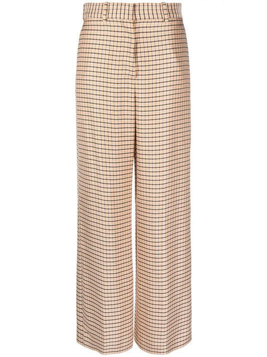 Wide-Leg Check Trousers