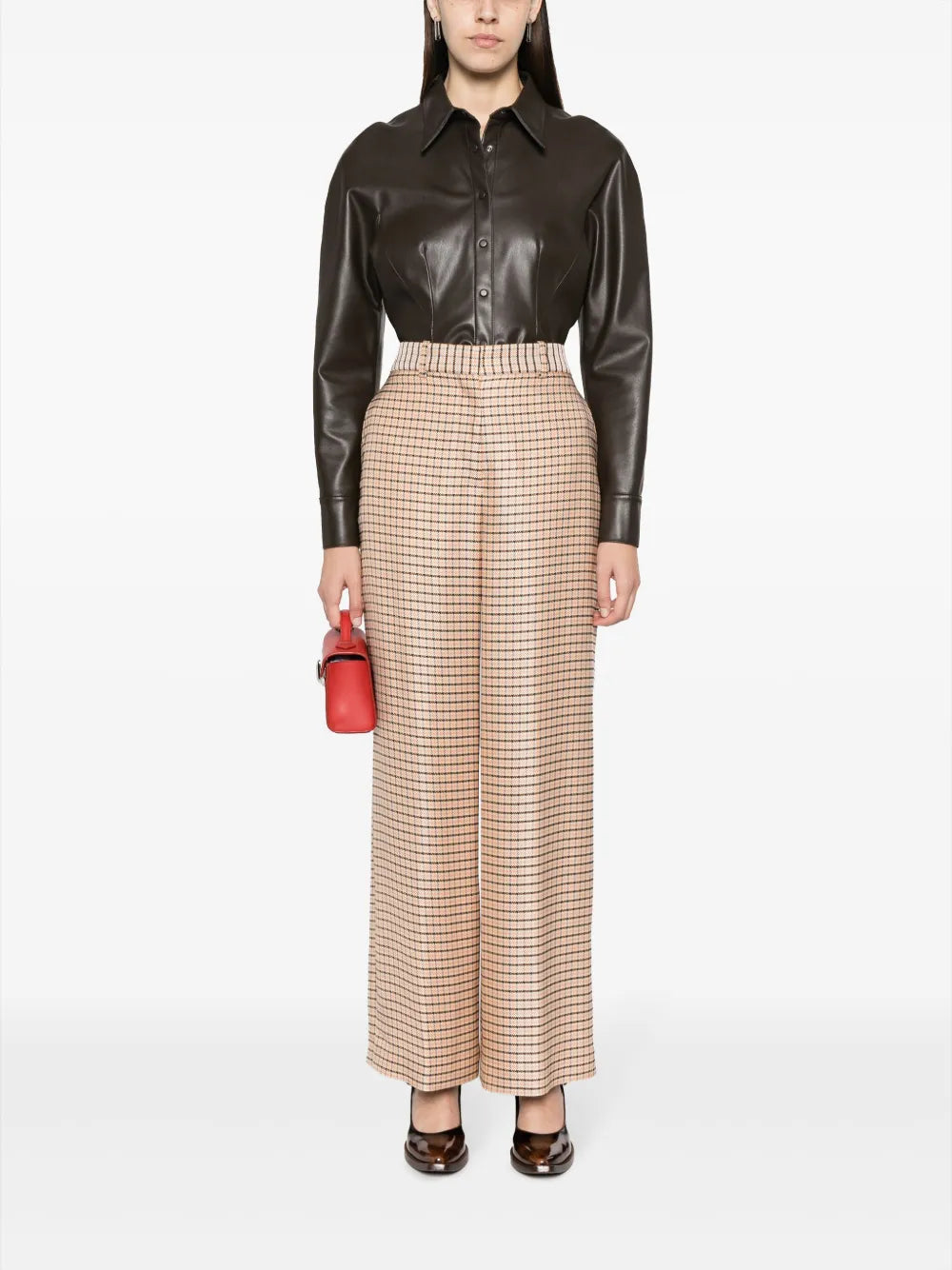 Wide-Leg Check Trousers