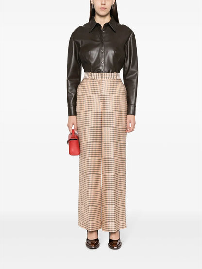 Wide-Leg Check Trousers