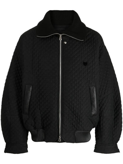 Quilted Zip-Up Bomber Jacket