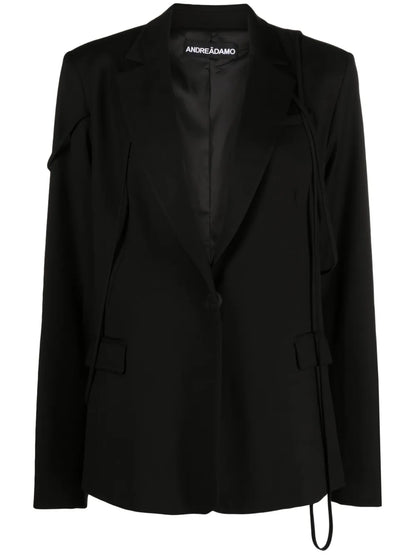 Layered-Detail Notched-Lapels Blazer