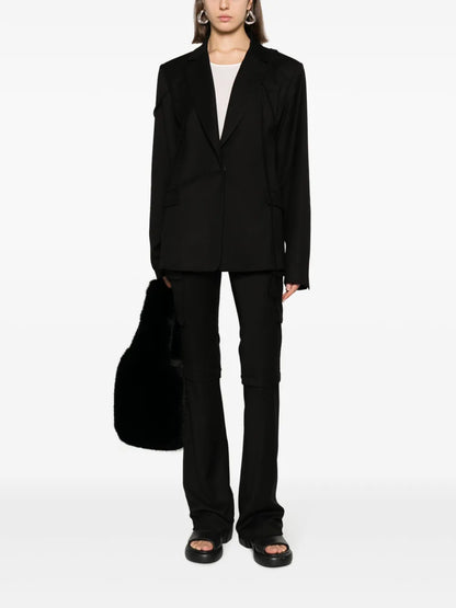 Layered-Detail Notched-Lapels Blazer