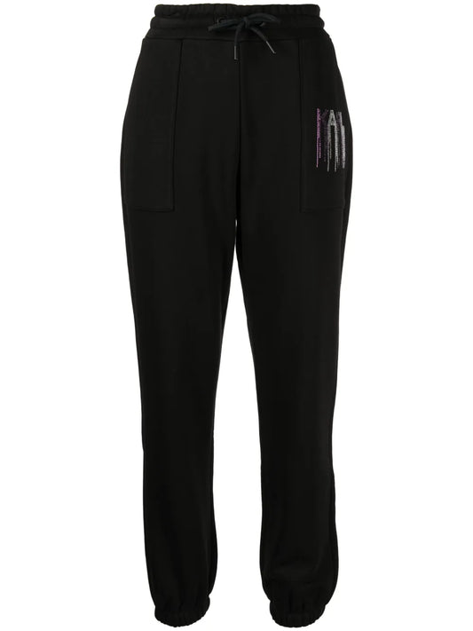 Rhinestone Logo-Embellished Track Pants