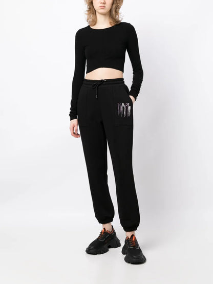 Rhinestone Logo-Embellished Track Pants