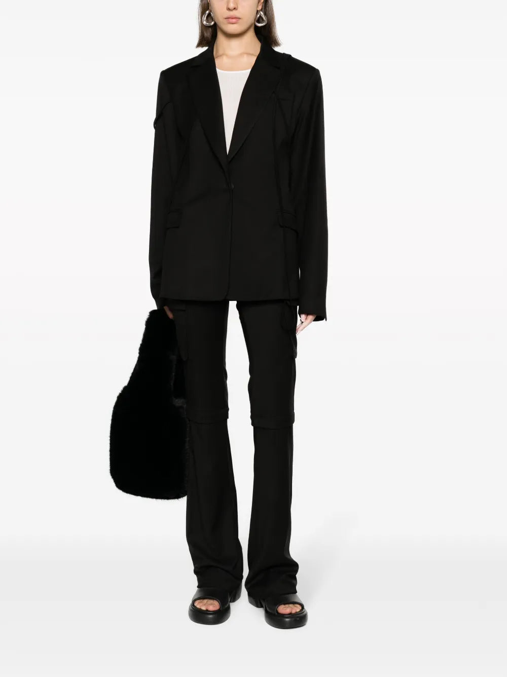 Mid-Rise Detachable Flared Trousers