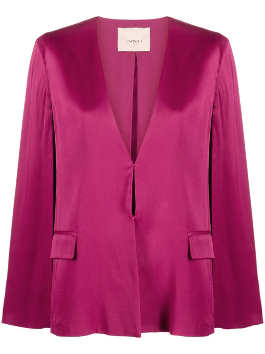 Cap-Sleeves Collarless Blazer