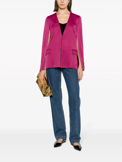 Cap-Sleeves Collarless Blazer