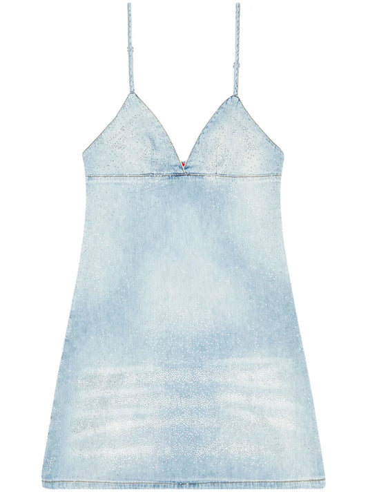 De-Ver-S Rhinestone-Embellished Denim Minidress