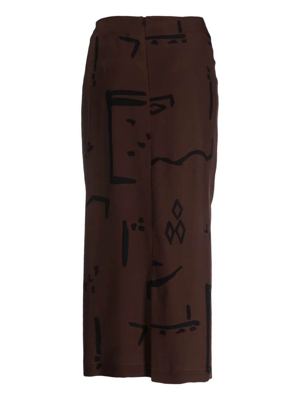 Graphic-Print Silk Midi Skirt