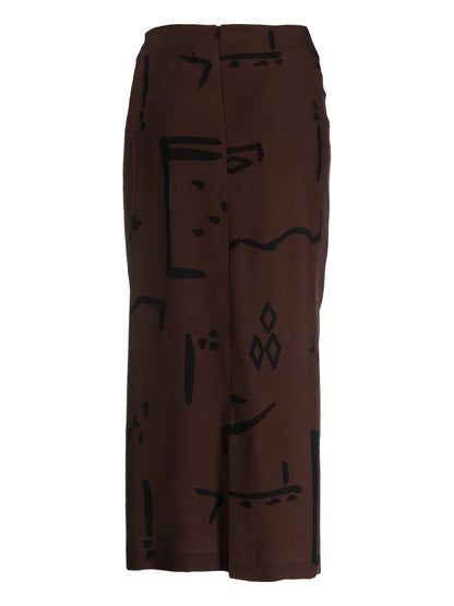 Graphic-Print Silk Midi Skirt