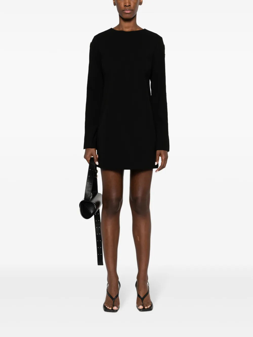 Appliqué-Detail Long-Sleeve Minidress