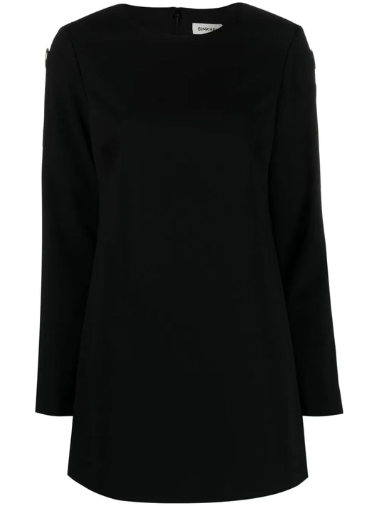 Appliqué-Detail Long-Sleeve Minidress
