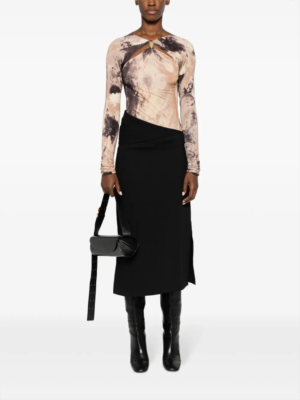Cut-Out Abstract-Print T-Shirt