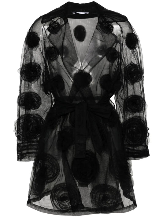 Tulle Floral-Appliqué Blazer