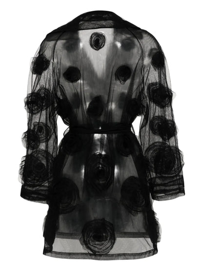 Tulle Floral-Appliqué Blazer