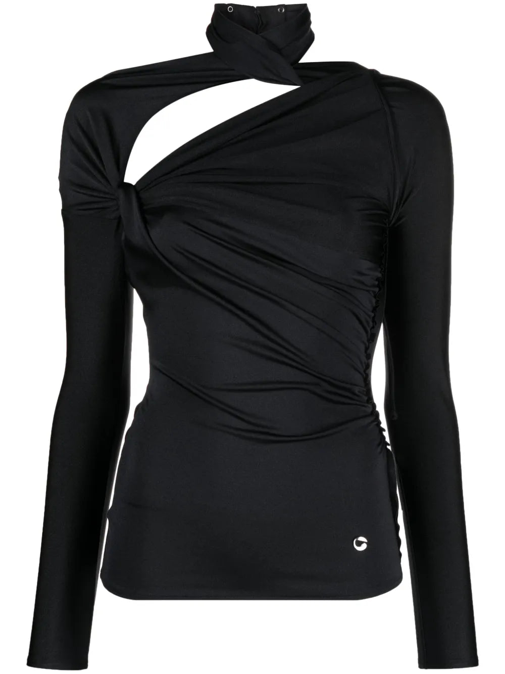 Logo-Plaque Cut-Out Long-Sleeve Top