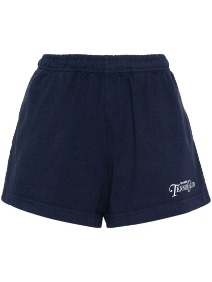 Tennis Club-Print Cotton Shorts
