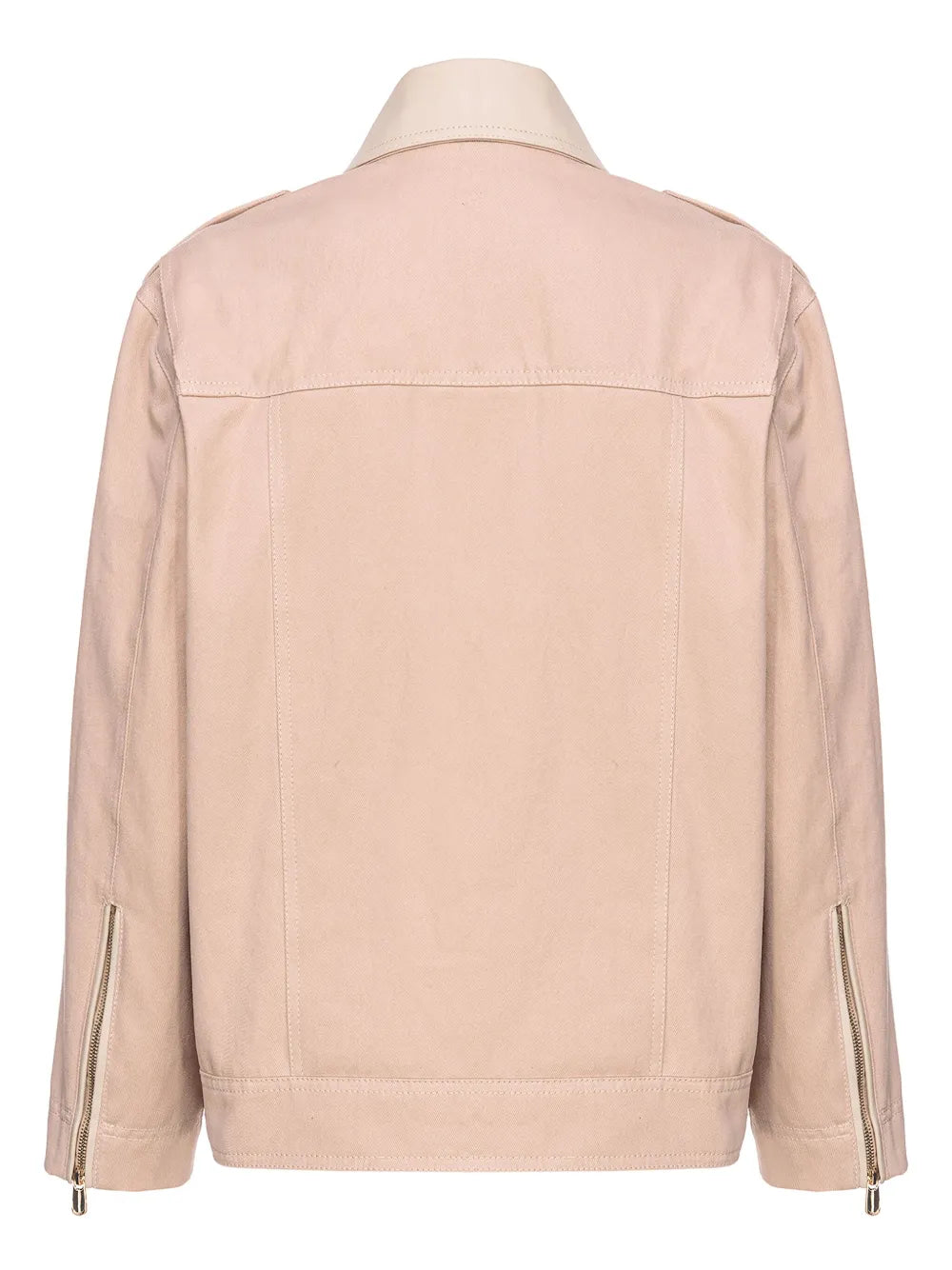 Leather-Trim Cotton Biker Jacket
