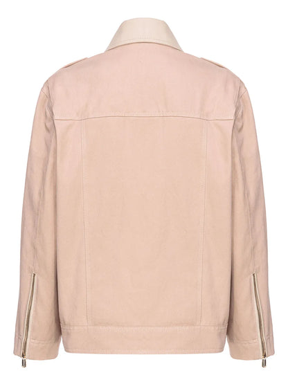 Leather-Trim Cotton Biker Jacket