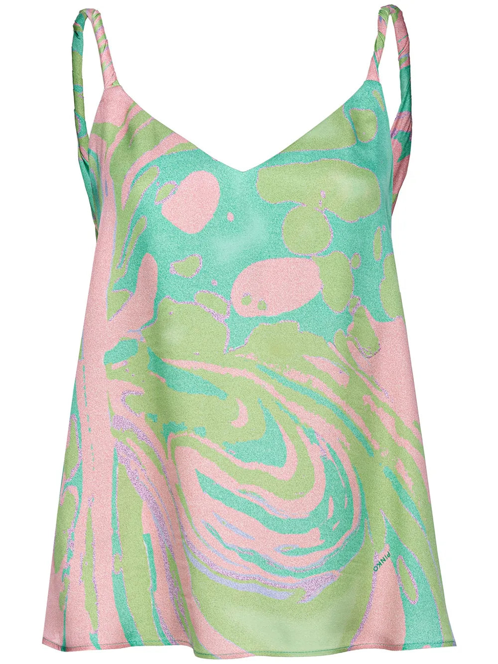 Marble-Print Cowl-Back Top