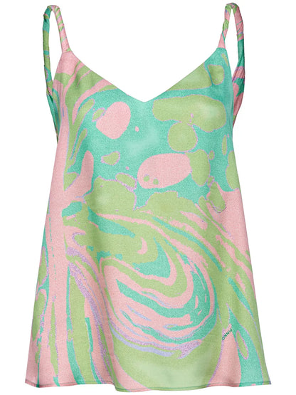 Marble-Print Cowl-Back Top